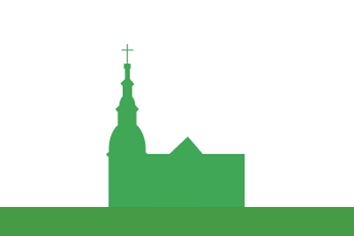 Graafisessa kuvassa kirkko.